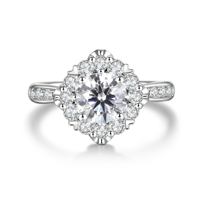 Luxurious Halo Diamond Ring | 1.05CT F-VVS1 in PT950 Platinum