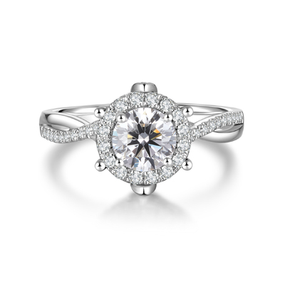 Elegant Twist-Shank Halo Ring