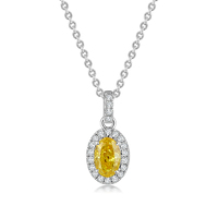 Oval Yellow Diamond Pendant Necklace 