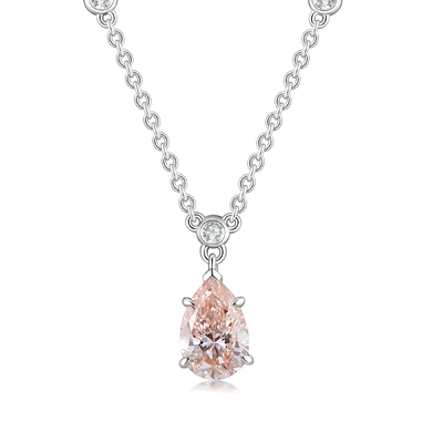 Delicate 0.755-Carat Pear Pink Diamond Pendant Necklace