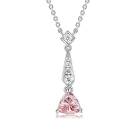 Radiant Halo: Triangular Pink Diamond Necklace