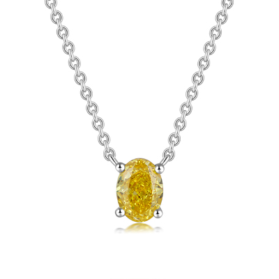 0.62Ct Oval Fancy Vivid Yellow Diamond Pendant