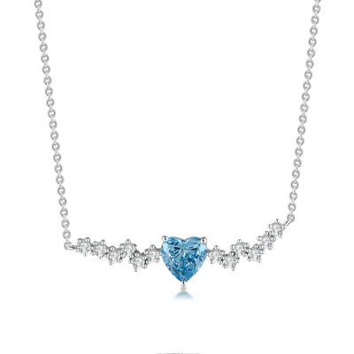 Shaped Blue Diamond Pendant Necklace in Platinum