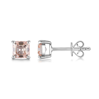 Ethereal Asscher Cut Pink Diamond Earrings – 360° Brilliance with Four-Prong Setting