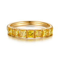 0.975Ct Princess Cut Yellow Diamond Band | 18K Yellow Gold