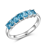 Pt950 Platinum Ring | 1.078ct Emerald-Cut Blue Diamonds | VS Clarity | Classic Stacking Band