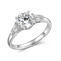 Platinum Three-Stone Diamond Ring | Baguette Accents for Engagements & Anniversaries