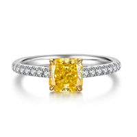 18K Two-Tone Gold Diamond Ring | Lab-Created Colored Diamond Center & Pavé White Accents 