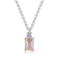 Emerald Cut  Pink Diamond Necklace