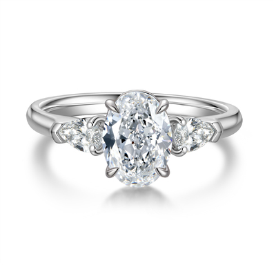 Platinum Oval Three-Stone Ring 