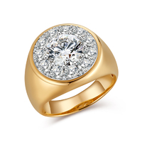 18K Yellow Gold Round Brilliant Diamond Ring with Sidestones | Unisex Luxury Jewelry