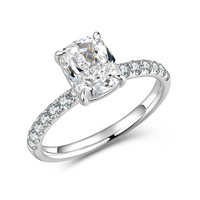 18K White Gold Cushion Cut Diamond Ring| Full Pavé Setting