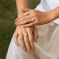 18K Rose Gold Diamond Ring with Round Center & Accent Diamonds