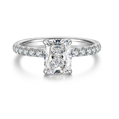 18K White Gold Cushion Cut Ring 
