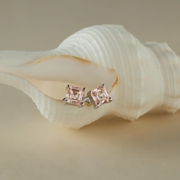 Asscher Cut Pink Diamond Stud Earrings test(1.82ct-VS-18KW)