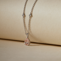 Romantic 0.61ct.tw. Pear-Cut Fancy Pink Lab-Grown Diamond Necklace, VS Clarity, 18K White Gold