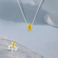 Minimalist 0.62 ct. Oval-Cut Fancy Yellow Lab-Grown Diamond Pendant, VS Clarity, 18K White Gold