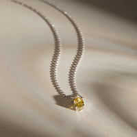 Minimalist 18K White Gold Four-Prong Pear-Shaped Diamond Necklace