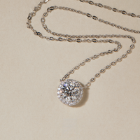 Round Diamond Halo Pendant Necklace