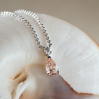 Romantic 0.61ct.tw. Pear-Cut Fancy Pink Lab-Grown Diamond Necklace, VS Clarity, 18K White Gold