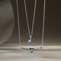 Modern 0.86 ct. tw. Princess-Cut Fancy Blue Lab-Grown Diamond Necklace, VS Clarity, PT950